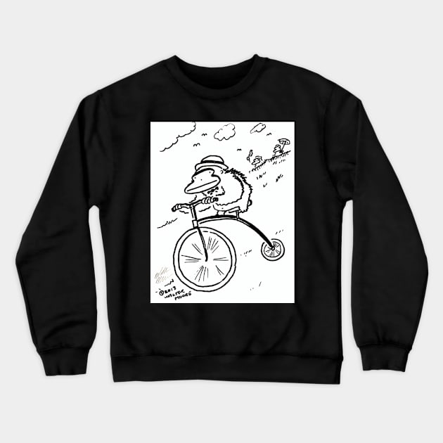 Penny Farthing Ape Hurtles Down the Hill Crewneck Sweatshirt by WalterMoore